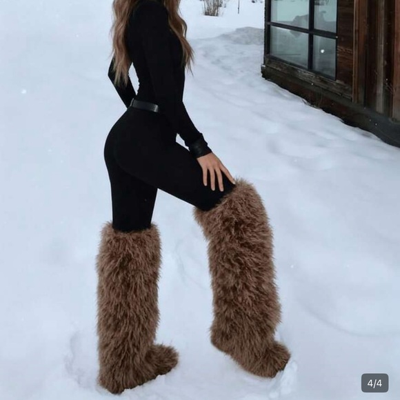 Shoes - Over the Knee Furry Slip-in Boots- Like New Size 9.5